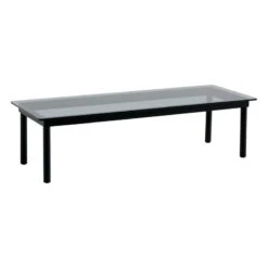 HAY Kofi Table 140 X 50 Cm, Black Lacquered Oak - Grey Glass