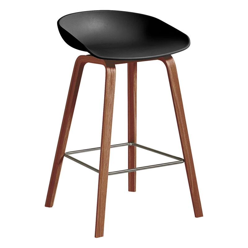 HAY About A Stool AAS32, 65 Cm, Lacquered Walnut - Black 1 HAY About A Stool AAS32, 65 Cm, Lacquered Walnut - Black