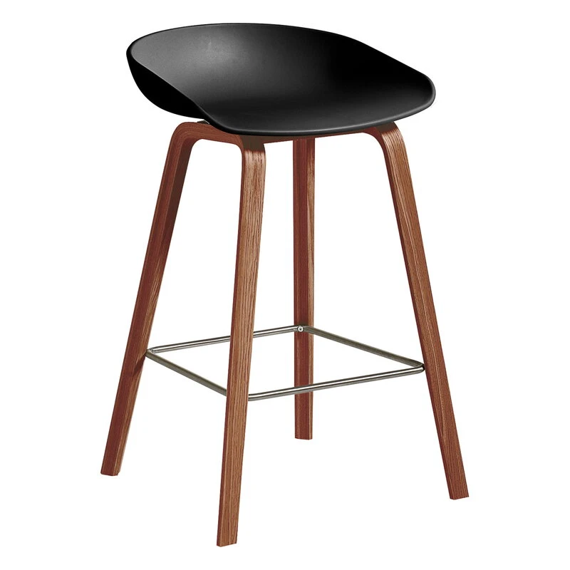 HAY About A Stool AAS32 Eco, 65 Cm, Lacquered Walnut - Black 1 HAY About A Stool AAS32 Eco, 65 Cm, Lacquered Walnut - Black