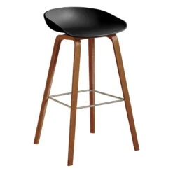 HAY About A Stool AAS32 Eco, 75 Cm, Lacquered Walnut - Black