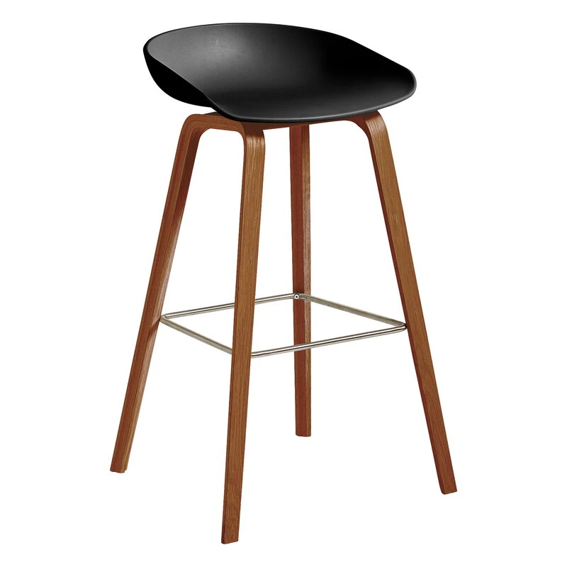 HAY About A Stool AAS32 Eco, 75 Cm, Lacquered Walnut - Black 1 HAY About A Stool AAS32 Eco, 75 Cm, Lacquered Walnut - Black