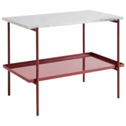 HAY Rebar Side Table, 75 X 44 Cm, Barn Red - Grey Marble