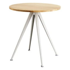 HAY Pyramid Café Table 21, 70 Cm, Beige - Clear Lacquered Oak