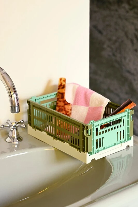 HAY Colour Crate Mix, S, Recycled Plastic, Olive - Dark Mint 5 HAY Colour Crate Mix, S, Recycled Plastic, Olive - Dark Mint - Image 5