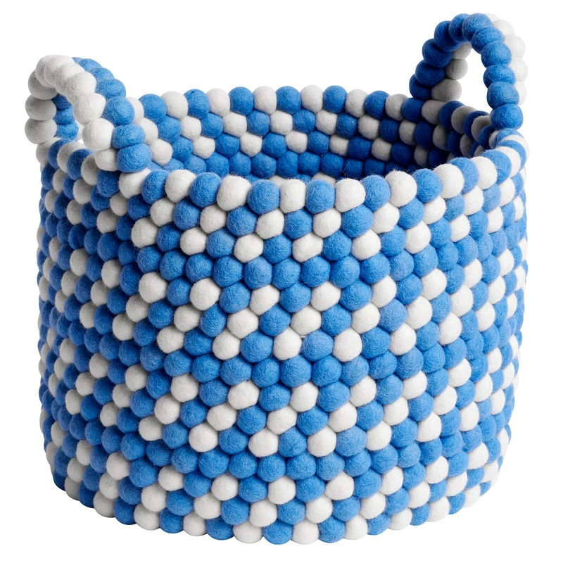 HAY Bead Basket With Handles, 40 Cm, Blue Dash 1 HAY Bead Basket With Handles, 40 Cm, Blue Dash