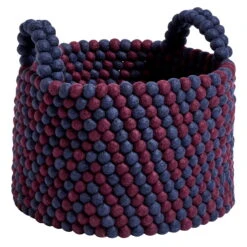 HAY Bead Basket With Handles, 40 Cm, Burgundy Chevron