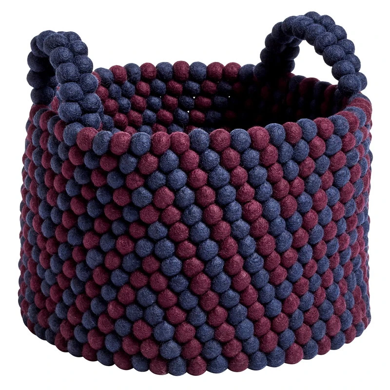 HAY Bead Basket With Handles, 40 Cm, Burgundy Chevron 1 HAY Bead Basket With Handles, 40 Cm, Burgundy Chevron