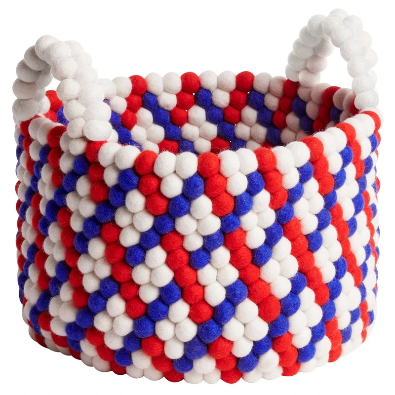 HAY Bead Basket With Handles, 40 Cm, Red Basket Weave 1 HAY Bead Basket With Handles, 40 Cm, Red Basket Weave