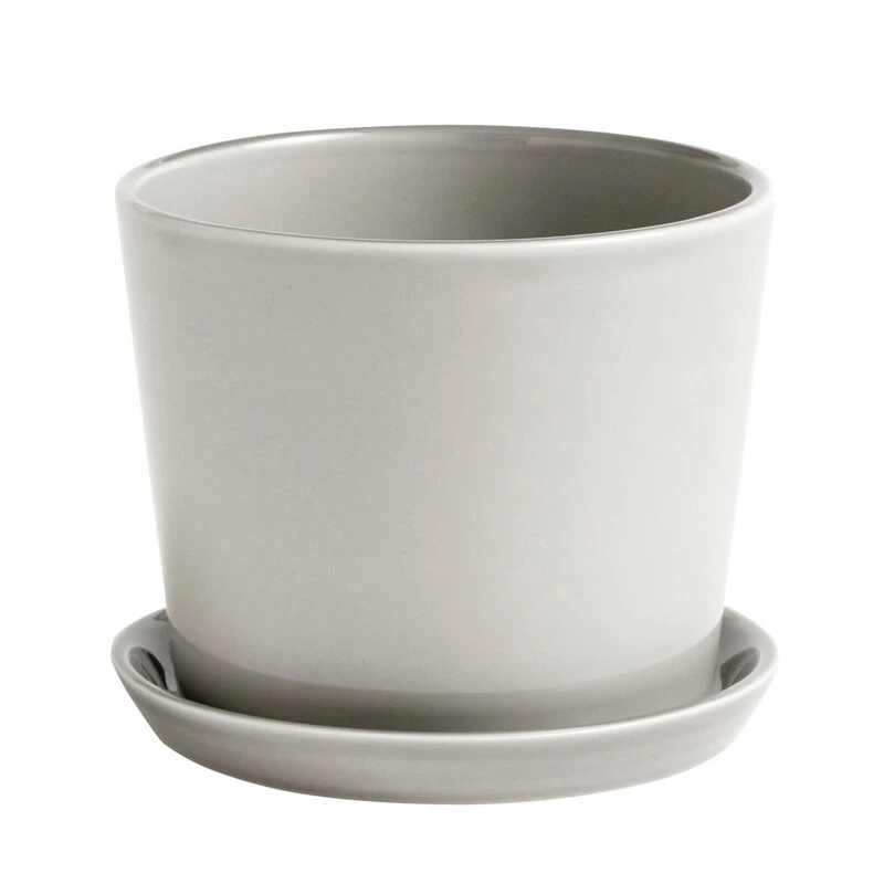 HAY Botanical Family Pot And Saucer, M, Light Grey 1 HAY Botanical Family Pot And Saucer, M, Light Grey
