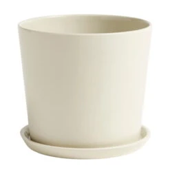 HAY Botanical Family Pot And Saucer, L, Off White
