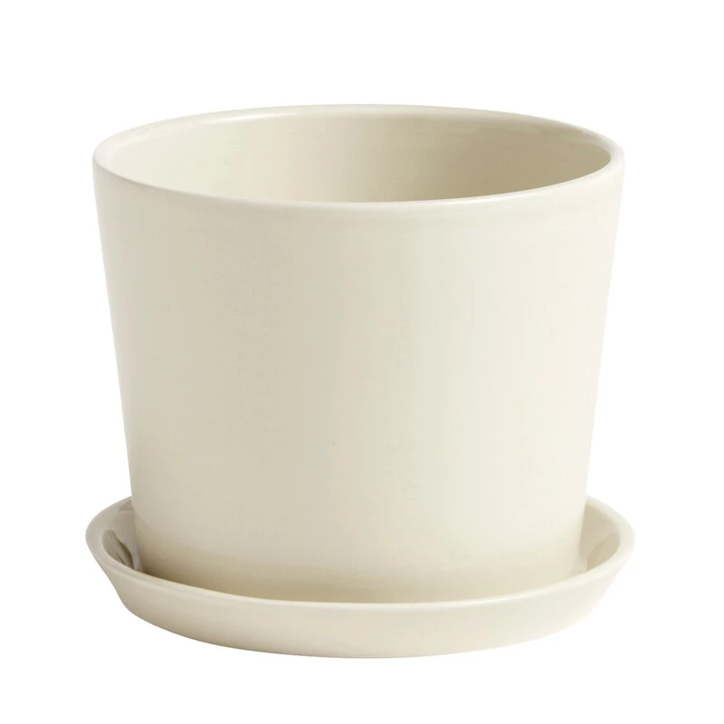 HAY Botanical Family Pot And Saucer, M, Off White 1 HAY Botanical Family Pot And Saucer, M, Off White