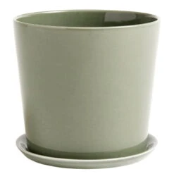 HAY Botanical Family Pot And Saucer, XL, Dusty Green