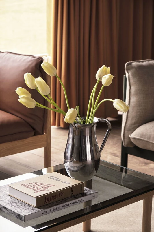 HAY Kofi Table 140 X 50 Cm, Lacquered Oak - Grey Glass - Image 2