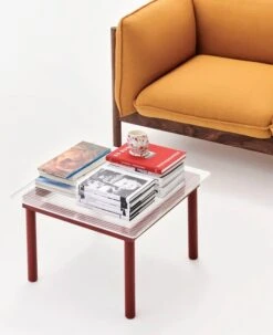 HAY Kofi Table 80 X 80 Cm, Barn Red Lacquered Oak - Reeded Glass 8 HAY Kofi Table 80 X 80 Cm, Barn Red Lacquered Oak - Reeded Glass -Hay Kofi clear reeded glass barn red wb lacquer oak 1