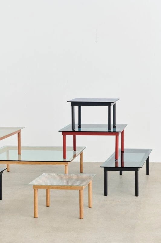 HAY Kofi Table 60 X 60 Cm, Barn Red Lacquered Oak - Grey Glass 4 HAY Kofi Table 60 X 60 Cm, Barn Red Lacquered Oak - Grey Glass - Image 4