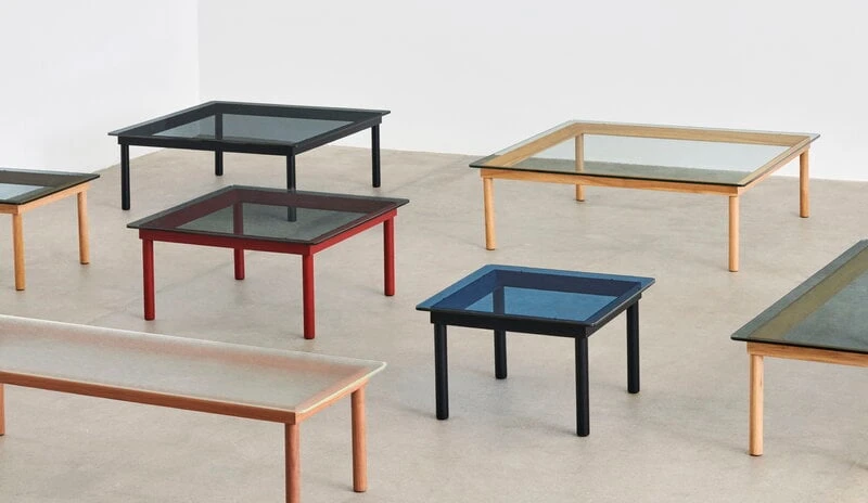 HAY Kofi Table 80 X 80 Cm, Lacquered Walnut - Clear Glass 2 HAY Kofi Table 80 X 80 Cm, Lacquered Walnut - Clear Glass - Image 2