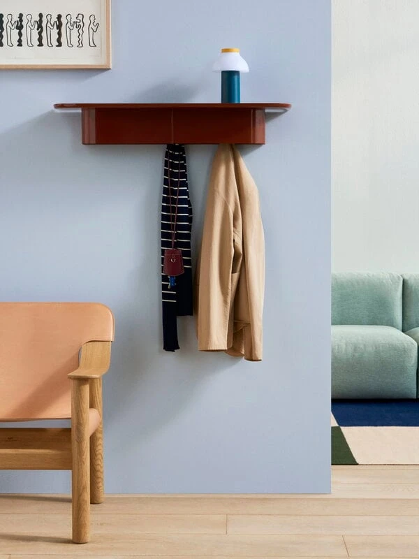 HAY Korpus Shelf L, 7 Hooks, Brick Red 4 HAY Korpus Shelf L, 7 Hooks, Brick Red - Image 4