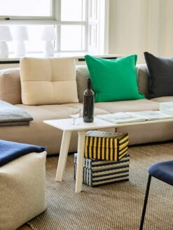 HAY Moiré Kelim Rug, Cinnamon 9 HAY Moiré Kelim Rug, Cinnamon -Hay Mags Soft 3 Seater comb 4 right Metaphore 027 beige stitching Moire Kelim cinnamon CPH Deux 215 Bench L140xW35xH45 pearl white laminate pearl white plywood 01