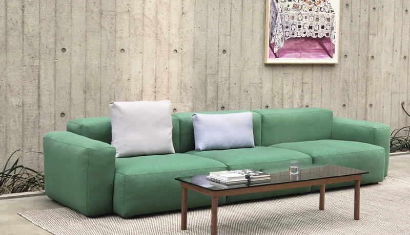 HAY Kofi Table 140 X 50 Cm, Lacquered Walnut - Grey Glass - Image 2