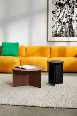 HAY Slit Wood Table, 65 Cm, Lacquered Walnut 7 HAY Slit Wood Table, 65 Cm, Lacquered Walnut -Hay Mags Soft Low 3 Seater comb 10 Left Metaphor 033 beige stitching Slit Table Wood Round XL walnut Mags 09 Cushion Vidar 932 1