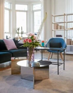 HAY Rebar Side Table, 75 X 44 Cm, Black - Black Marble -Hay Moroccan Vase L pink Slit Table Mirror Lens box Raw Rug