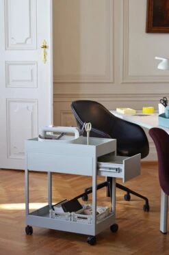 HAY New Order Trolley A, Light Grey 7 HAY New Order Trolley A, Light Grey -Hay New Order Trolley light grey AAC 153 Silk SIL0842 black base Tool Box light grey Anything Scissors warm yellow Colour Crate light grey