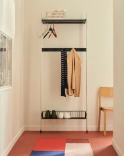 HAY Ethan Cook Flat Works Rug, 80 X 250 Cm, Double Stack -Hay Pier System 1041 PS black powder coated steel clear anodised profiles Pastis Chair wb lacquered oak Ethan Cook Flat Works wave