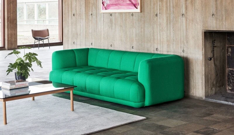HAY Quilton 3-seater Sofa, Green Vidar 932 5 HAY Quilton 3-seater Sofa, Green Vidar 932 - Image 5