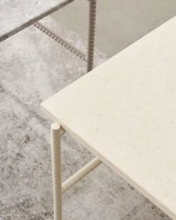 HAY Rebar Side Table, 75 X 44 Cm, Alabaster - Beige Marble -Hay Rebar Coffee Table L80xW49xH405 beige marble tabletop alabaster powder coated steel frame detail
