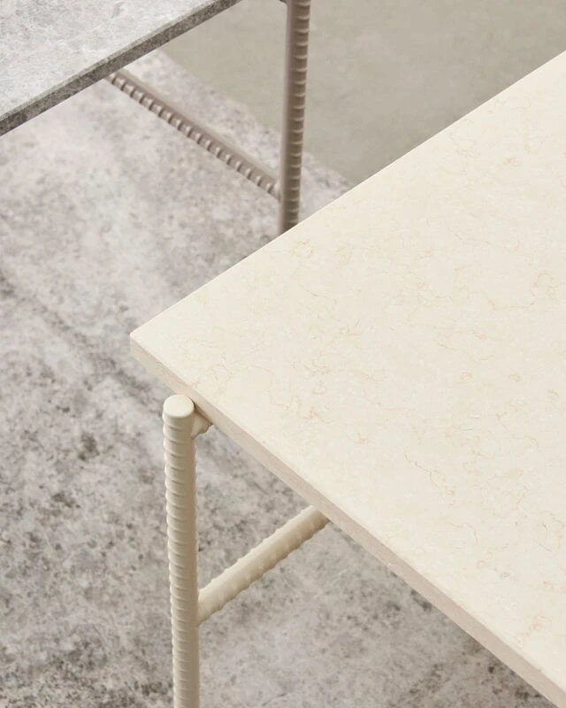 HAY Rebar Side Table, 75 X 44 Cm, Alabaster - Beige Marble - Image 3