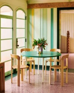 HAY Rey Chair, Golden -Hay Rey Chair golden wb lacquer Two Colour green mint tabletop ivory powder coated steel legs Arcs Vase mirror 1
