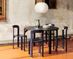 HAY Nelson Ball Bubble Pendant, M -Hay Rey Chair deep blue wb lacquer beech Rey Dining Table vulcano laminate deep black wb lacquer beech base Nelson Ball Bubble Pendant