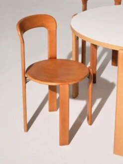 HAY Rey Table, 128 Cm, Golden - Ivory White 7 HAY Rey Table, 128 Cm, Golden - Ivory White -Hay Rey Chair golden wb lacquer beech Rey Dining Table ivory white laminate tabletop golden wb lacquer beech