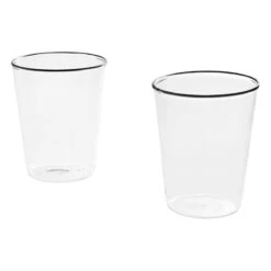 HAY Rim Drinking Glass, 2 Pcs, Clear - Black Rim
