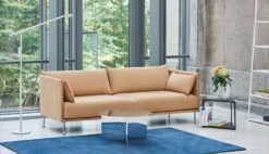 HAY Silhouette Sofa 3-seater, Linara 142/Sense Cognac - Chrome 6 HAY Silhouette Sofa 3-seater, Linara 142/Sense Cognac - Chrome -Hay Silhouette 3 seater low2C Linara 142 Slit XL mirror Eiffel Side Table Triangle Raw Rug No. 2 midnight blue 2