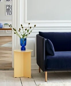 HAY Slit Table, 35 Cm, High, Light Yellow 8 HAY Slit Table, 35 Cm, High, Light Yellow -Hay Silhouette Sofa Duo 3 seater backrest Steelcut Trio 195 cushions Lola navy oiled oak legs Slit Table High light yellow Bottoms Up Vase S electric blue