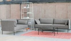 HAY Silhouette Sofa 3-seater, Olavi 03/Sense Black - Black Steel 11 HAY Silhouette Sofa 3-seater, Olavi 03/Sense Black - Black Steel -Hay Silhouette Sofa Olavi 03 Moir Kelim coral Eiffel Shelf warm sand