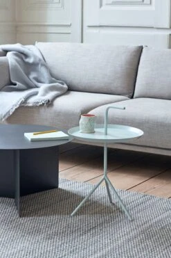 HAY Slit Table, 45 Cm, Black 10 HAY Slit Table, 45 Cm, Black -Hay Silhouette Sofa Ruskin 33 DLM Mint Mono Blanket Sky blue Slit Table Round black Moire Kelim 2
