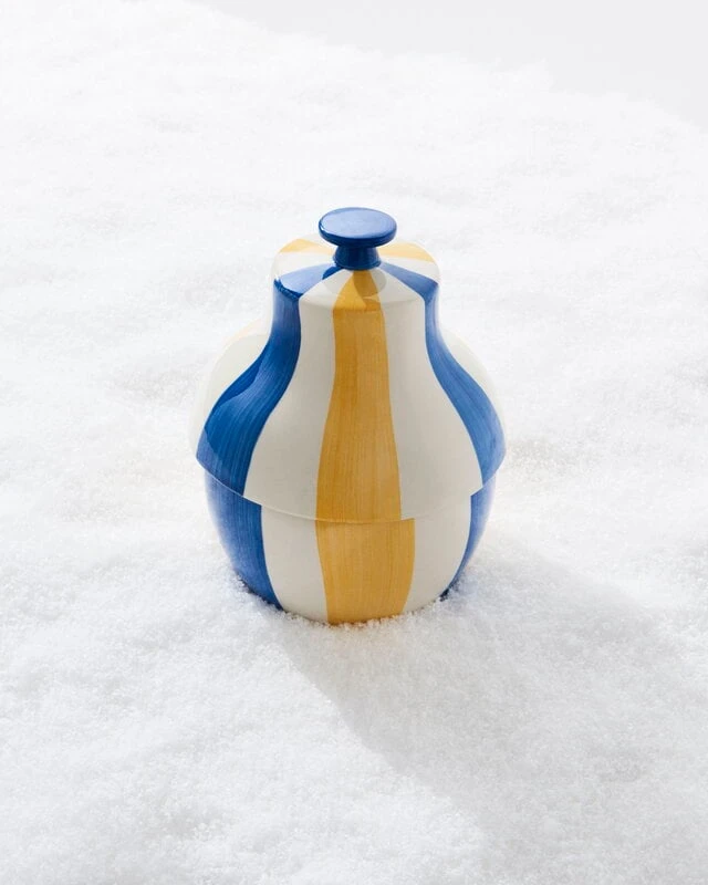 HAY Sobremesa Stripe Cookie Jar, Blue - Yellow 2 HAY Sobremesa Stripe Cookie Jar, Blue - Yellow - Image 2