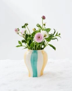 HAY Sobremesa Stripe Vase, L, Green - Yellow -Hay Sobremesa Stripe Vase L green and yellow 01