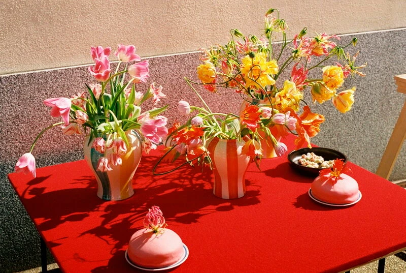 HAY Sobremesa Stripe Vase, S, Red - Image 3