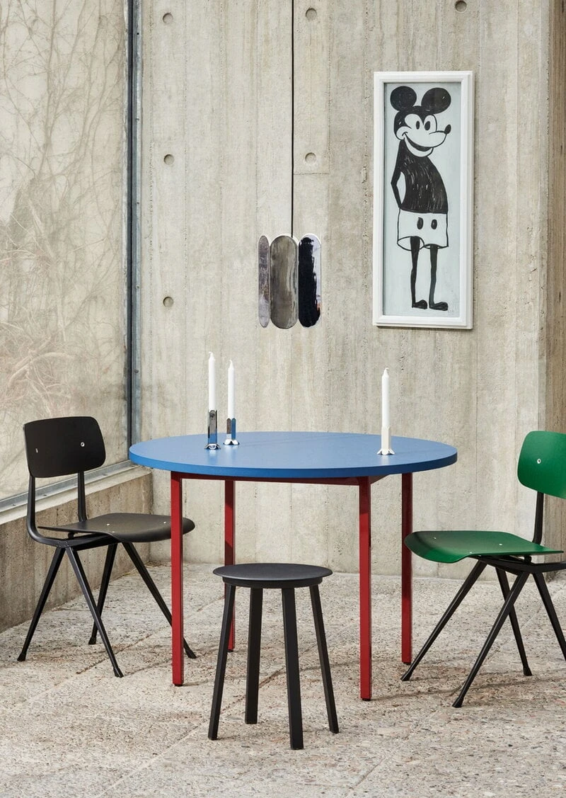 HAY Two-Colour Table, 105 Cm, Maroon Red - Blue 6 HAY Two-Colour Table, 105 Cm, Maroon Red - Blue - Image 6