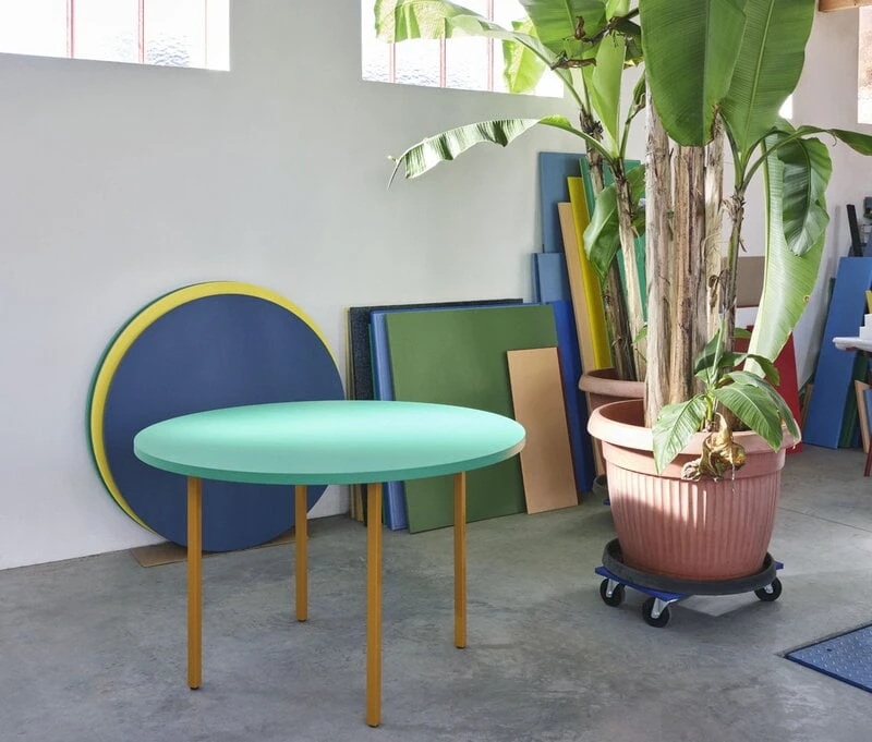 HAY Two-Colour Table, 120 Cm, Ochre - Green Mint 4 HAY Two-Colour Table, 120 Cm, Ochre - Green Mint - Image 4