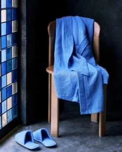 HAY Waffle Bathrobe, One Size, Sky Blue -Hay Waffle bathrobe sky blue Waffle Slippers sky blue
